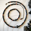 Conjunto femenino de choker y pulsera, con Hematitas, Ónix negro mate y Cornalinas 1