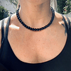 Collar choker femenino de hilo ajustable, creado con Ónix negro mate y Ónix brillante 4