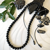 Collar choker femenino de hilo ajustable, creado con Ónix negro mate y Ónix brillante 1