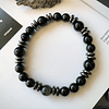 Pulsera masculina con Turmalinas, Ónix negro, Hematitas y Ojo de halcón. 1
