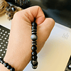 Pulsera masculina con Turmalinas, Ónix negro, Hematitas y Ojo de halcón. 3