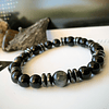 Pulsera masculina con Turmalinas, Ónix negro, Hematitas y Ojo de halcón. 2