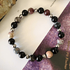 Pulsera unisex de Turmalinas sandía y negras, con separadores de acero. 1