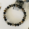 Pulsera masculina creada con Jaspe Picasso, Cuarzo ahumado y Ónix negro brillante. 1