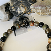 Pulsera masculina creada con Jaspe Picasso, Cuarzo ahumado y Ónix negro brillante. 3