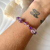 Pulsera femenina creada con Amatistas y mostacillas metalizadas doradas. 3
