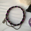 Pulsera femenina creada con Ágatas moradas, Hematitas y Ónix negro mate 1