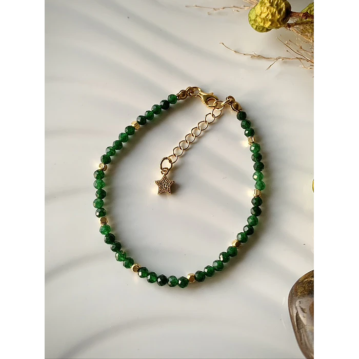 Pulsera femenina creada con Aventurinas verdes facetadas 1