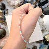 Pulsera con cristales mini facetados de Amazonita aqua, piedra de sol y Ágatas en suaves tonos lilas 3