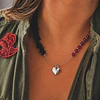 Collar creado con Ágatas en tono fucsia y Ónix negro chip 1