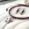 Conjunto de choker y aros creados con Hematitas, Ágatas moradas y Acero 2