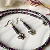 Conjunto de choker y aros creados con Hematitas, Ágatas moradas y Acero 3