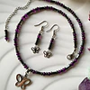 Conjunto de choker y aros creados con Hematitas, Ágatas moradas y Acero 1