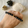 Pulsera masculina con Ónix negro mate, Ojo de tigre y acero 3