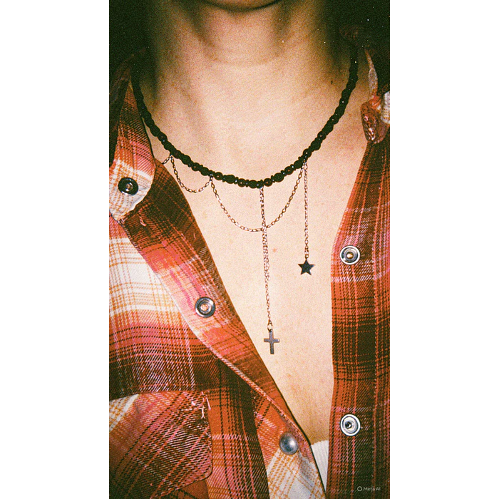 Choker creado con Piedra Volcánica, Granate y Ónix negro mate 1
