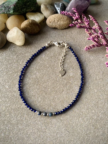 Pulsera con cristales mini facetados de Tanzanita y Lapislázuli