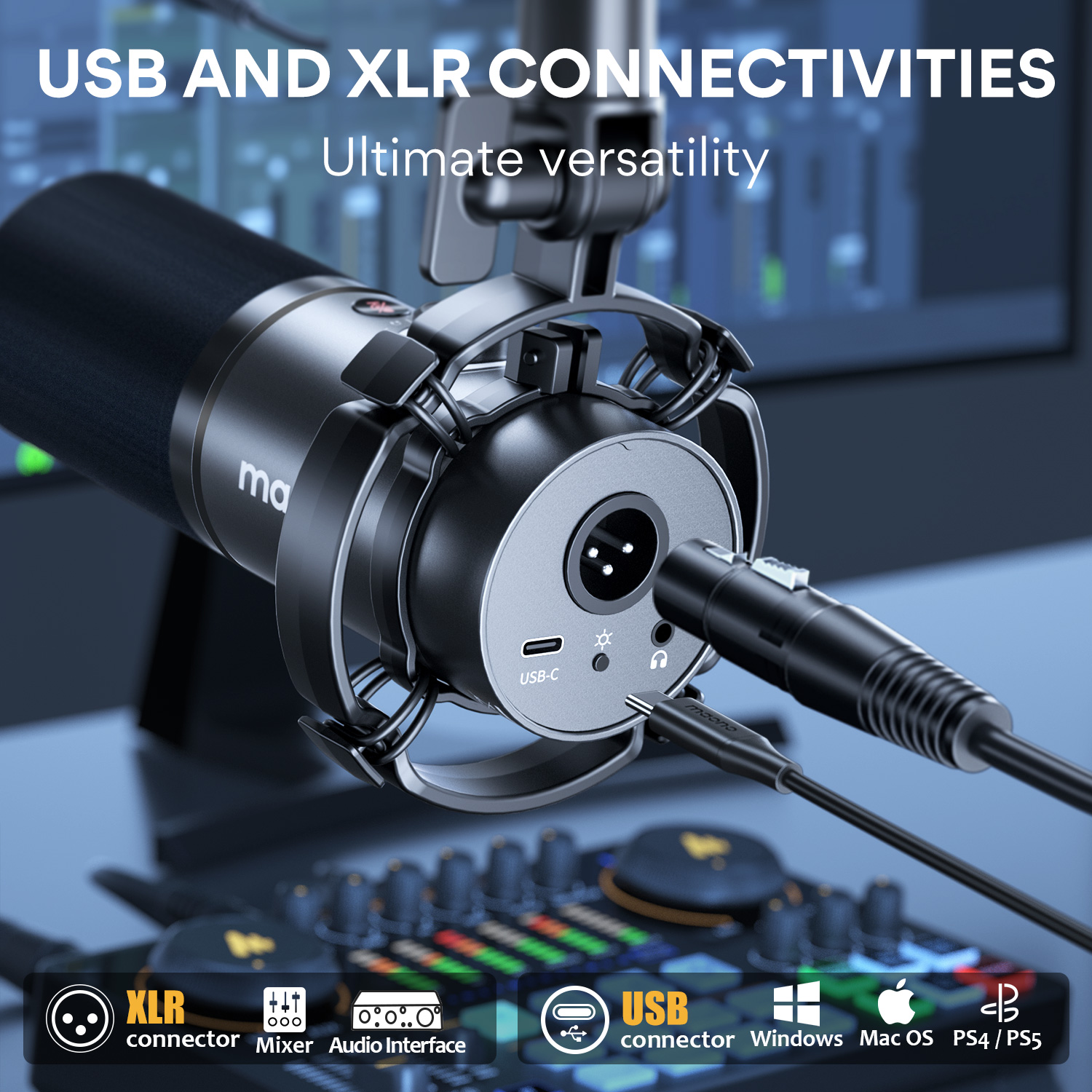 Microfono Dinamico Maono PD200X XLR-USB Para Podcast y Live Streaming 4