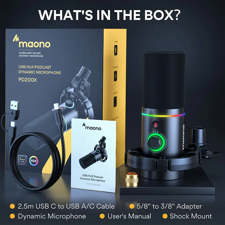 Microfono Dinamico Maono PD200X XLR-USB Para Podcast  10