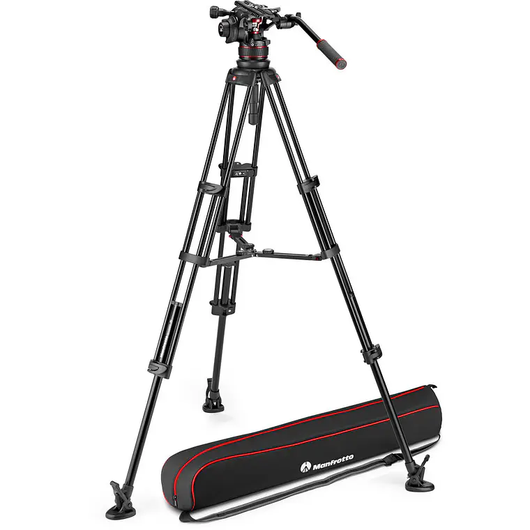 Trípode Manfrotto Nitrotech 612 con patas dobles de aluminio y esparcidor medio 1