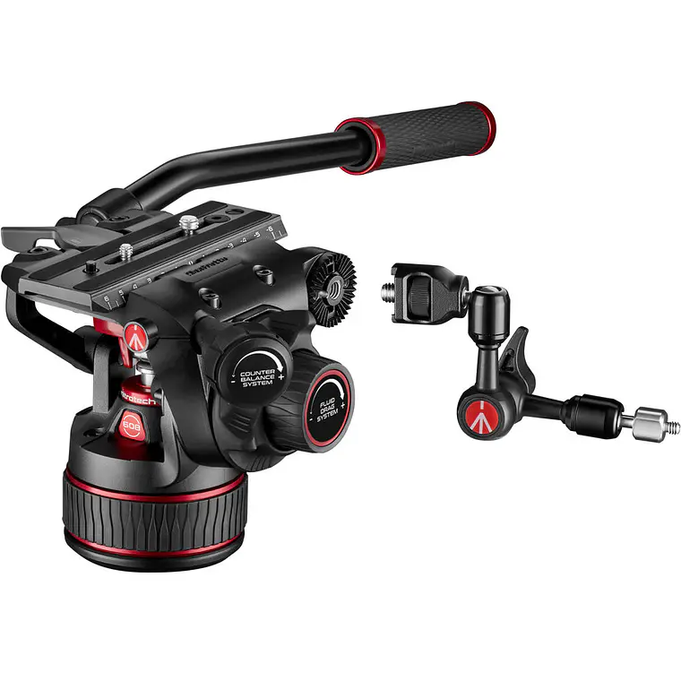 Trípode Manfrotto Nitrotech 608 con patas dobles de aluminio y esparcidor de suelo 9