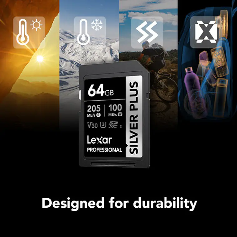 Memoria Lexar 64gb sdxc uhs-I v30 205/100mbs 8
