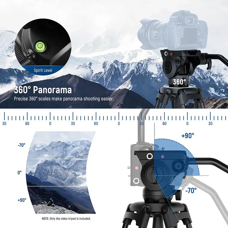 Trípode de Video Neewer TP37 187 cm Cabezal Fluido 6