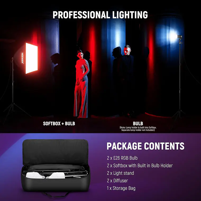 Kit Softbox LED RGB 24W Neewer NK800 6