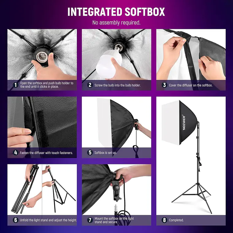 Kit Softbox LED RGB 24W Neewer NK800 4
