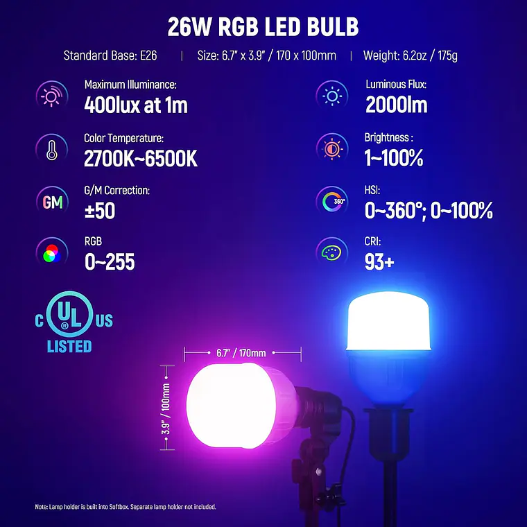 Kit Softbox LED RGB 24W Neewer NK800 9