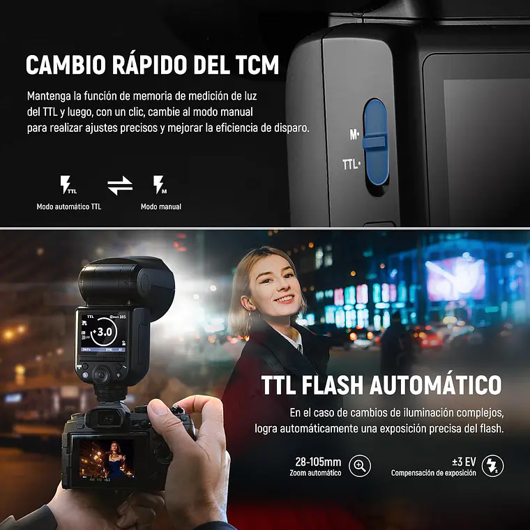 Flash Speedlite Neewer Z2-S TTL Cabeza Redonda Sony 7