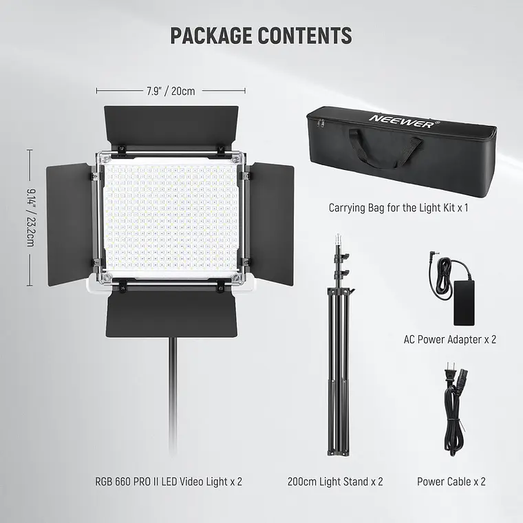 Kit LED Neewer 660 PRO II RGB con App y Soportes 2