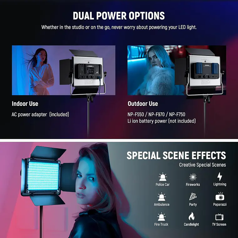 Kit LED Neewer 660 PRO II RGB con App y Soportes 4