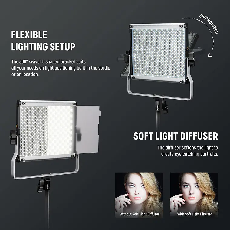 Kit LED Neewer 660 PRO II RGB con App y Soportes 5
