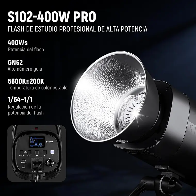 Flash Estudio Neewer S102-400W PRO con Trigger 2.4G 2