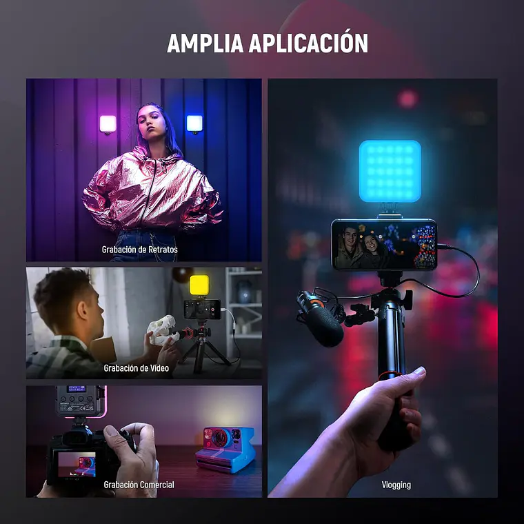 Luz de Video RGB Neewer RGB62 con Control por App 6