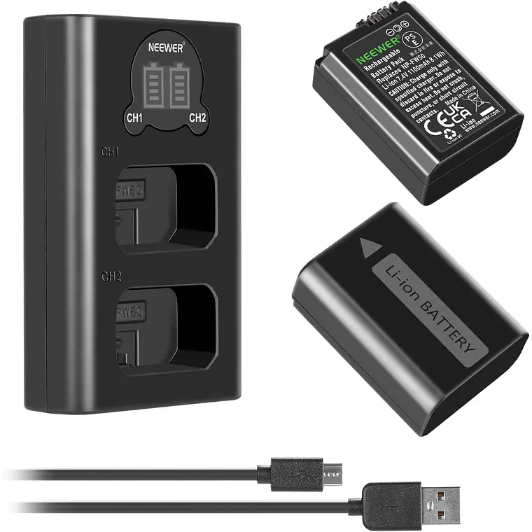 Kit Cargador Dual y Baterías Neewer NP-FW50 1100mAh Sony 3