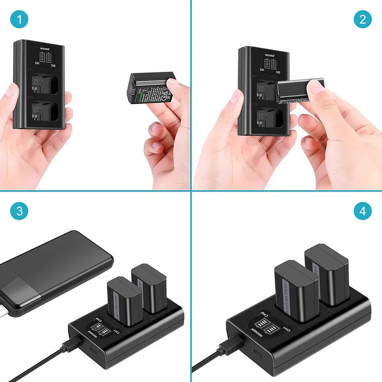 Kit Cargador Dual y Baterías Neewer NP-FW50 1100mAh Sony 6