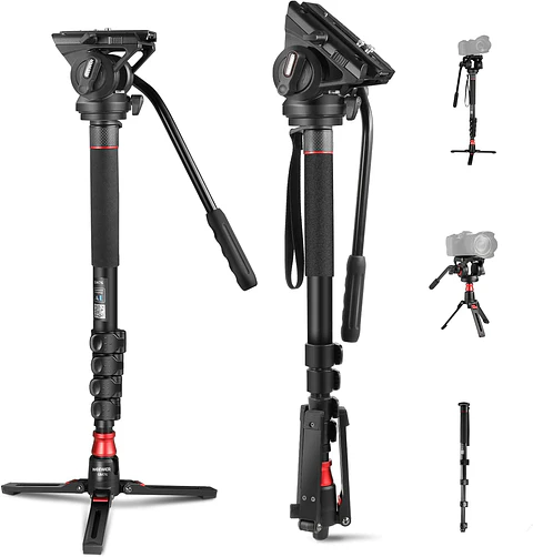 Monopié Neewer GM76 Profesional 179 cm con Cabezal Fluido