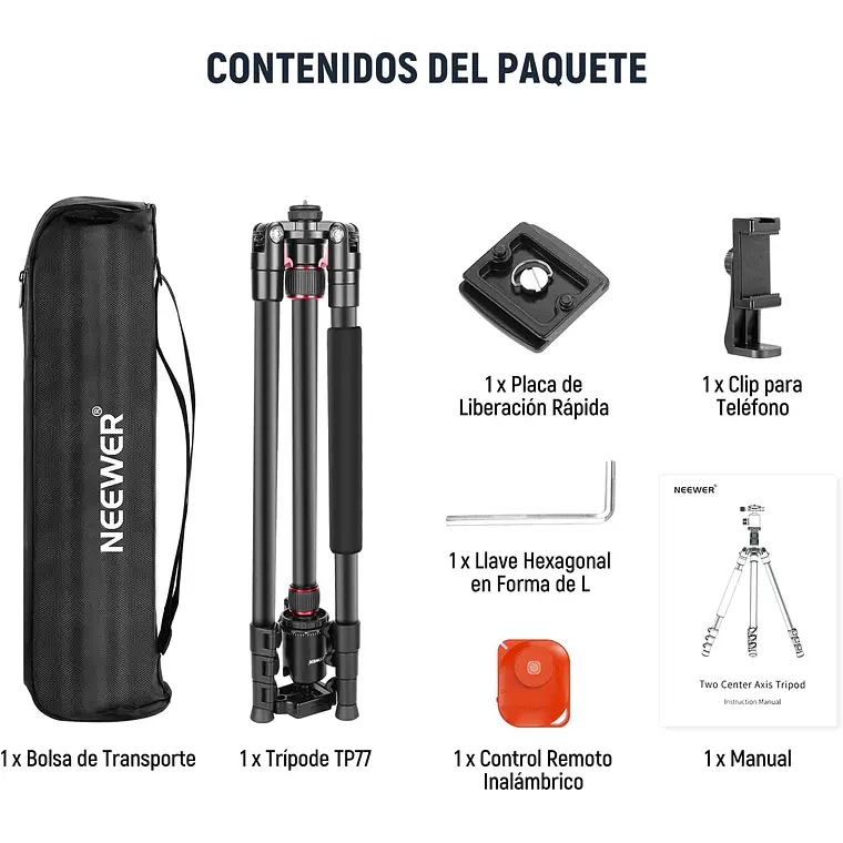 Trípode Monopie Neewer 195 cm con Soporte y Control Remoto 9