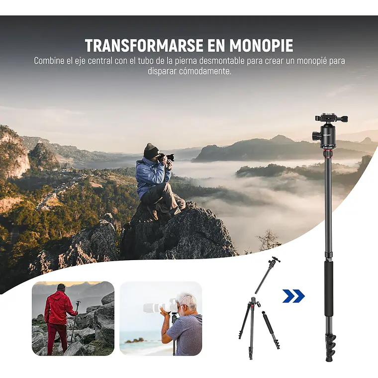 Trípode Monopie Neewer 195 cm con Soporte y Control Remoto 3