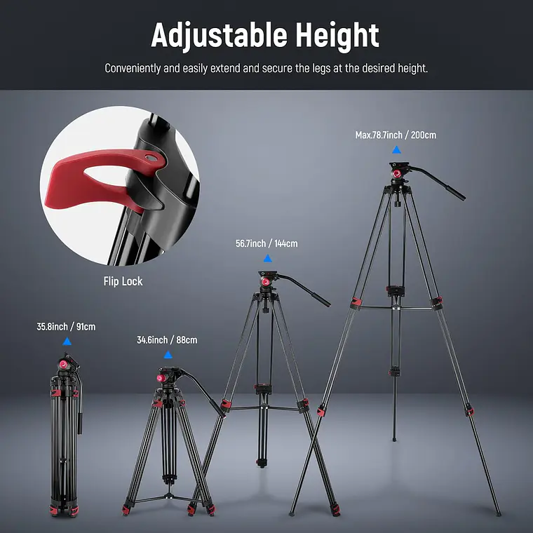 Trípode Video Neewer TP-M200 200 cm con Cabezal Fluido 3