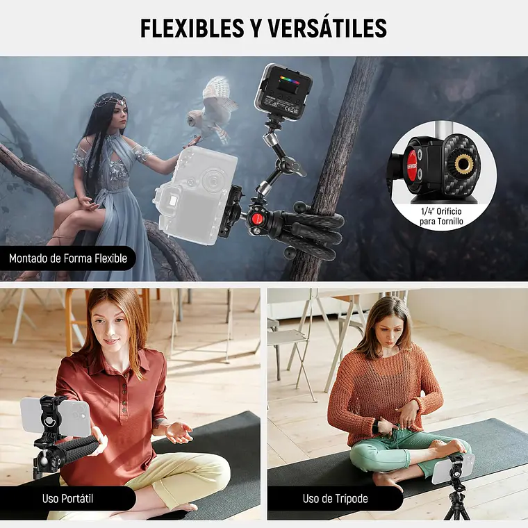 Trípode Flexible Neewer T34 con Cabezal Bola y Soporte Móvil 3