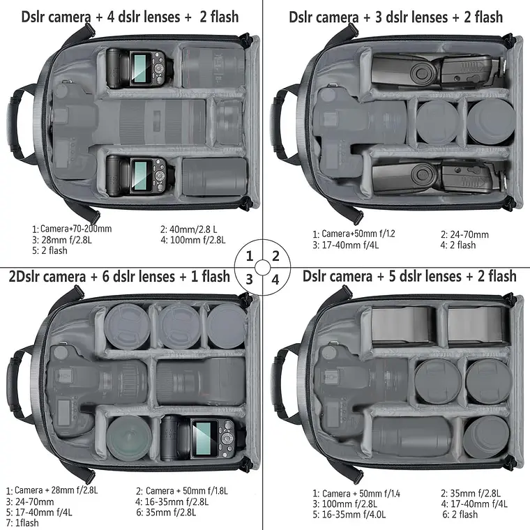 Mochila Neewer para Cámara 11L Negra con Interior Gris 6
