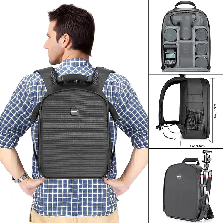 Mochila Neewer para Cámara 11L Negra con Interior Gris 2