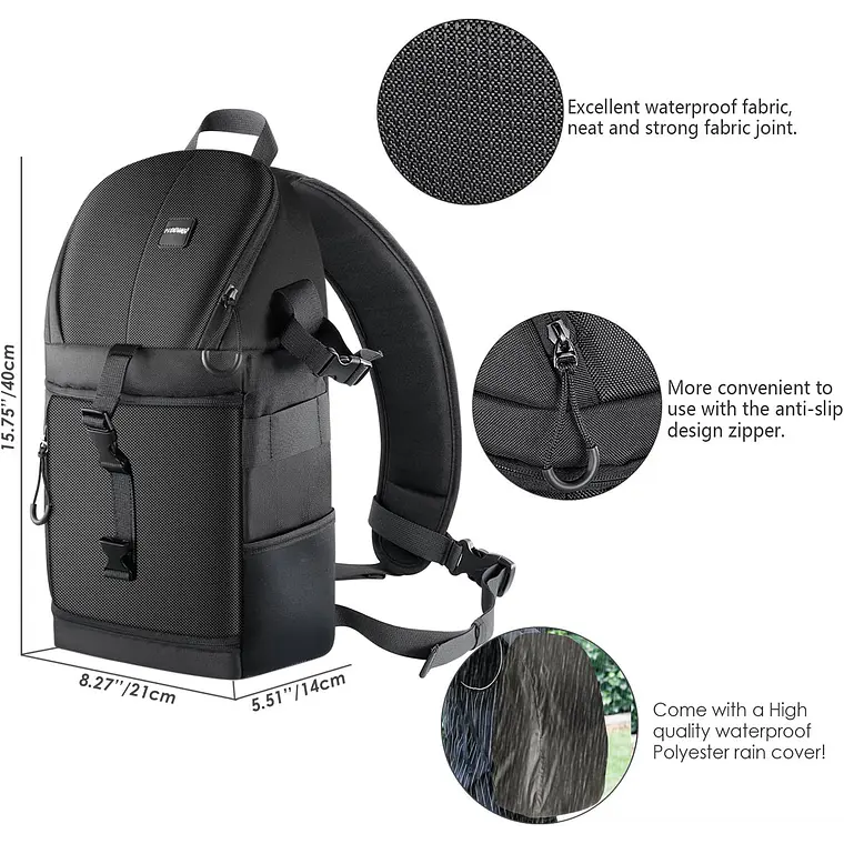 Mochila Bandolera para Cámara Neewer (Negra)​ 5