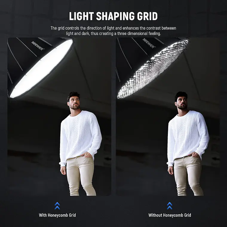 Softbox Parabólico Neewer de 120 cm con Grid​ 8