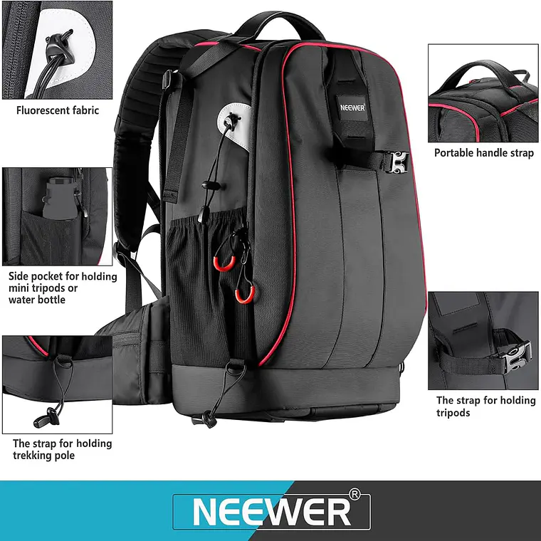 Mochila Neewer 30L Negra para Cámara y Dron 3