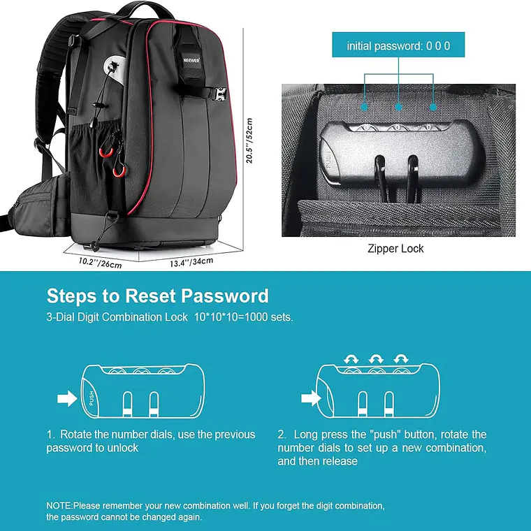 Mochila Neewer 30L Negra para Cámara y Dron 8