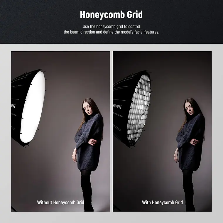 Softbox Parabólico Neewer de 85 cm con Grid y Montura Bowens​ 6