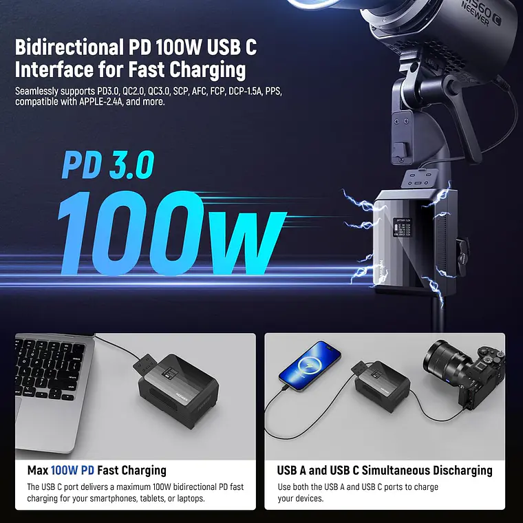 Batería Mini V-Mount Neewer PS099EP 6800mAh 99Wh 3